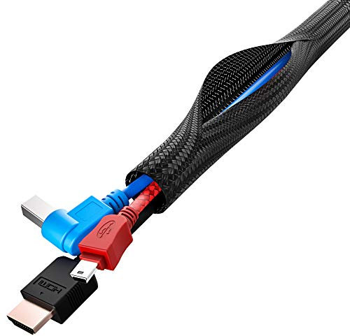 Geflechtschlauch geschlitzt Kabelschlauch selbstschließend Kabelkanal Kabelschutz Kabelmantel Gewebeschlauch PET für Zuhause und Büro/Industrie zuschneidbar (1, Royal Blue (blau) - Ø 6,4mm)