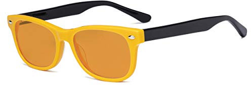 Eyekepper Computer Gaming Glasses for Kids - Blue Light Blocking with Orange Tinted Filter Lens - Boys Girls Anti Glare Digital Glasses for Reading Screen - Yellow Frame/Black Arm