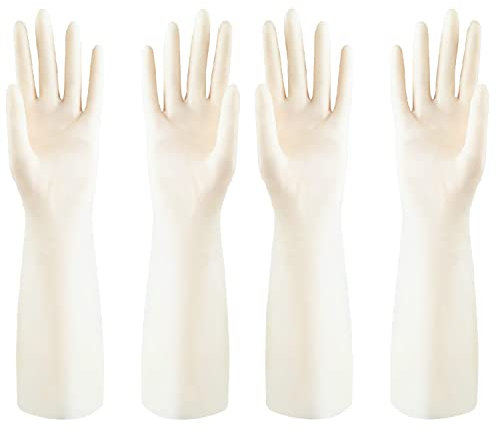 Discoball 2 Pairs Rubber Gloves with Flocked Lining for Kitchen Cleaning, Gardening, Household Duties, Latex Free Reusable Gloves