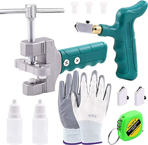 Swpeet 12Pcs 2 in 1 Glass Tile Cutter Tool Kit, Including Glass Breaking Pliers and Glass Cutter, Mirror Cutting Kit, Glass Running Pliers Ceramic Cutting Tool for Easy Glide Glass