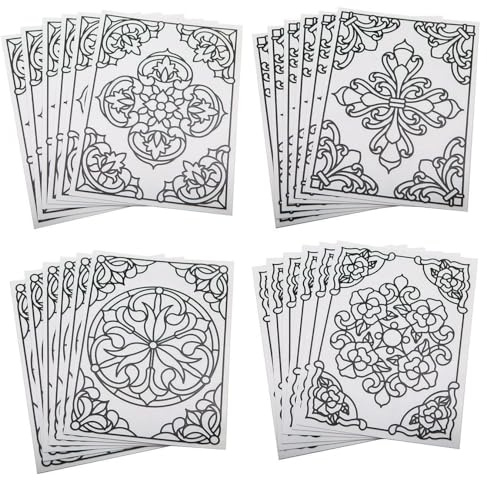 Color-Your-Own Stained Glass Window Clings II - 24 Pack, 8” x 10-3/4”, Multi-Color
