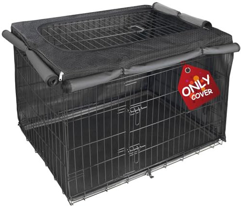 Explore Land Dog Crate Cover for 42 Inches Wire Cage, Heavy-Duty Lattice Pet Kennel Covers Compatible with 1 2 3 Doors Standard Metal Crate (Black)