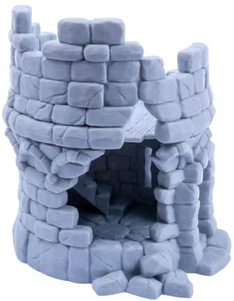 Torre en ruinas en miniatura, paisaje de terreno para juego de guerra de mesa, escala de 28 mm, 3D Vikings