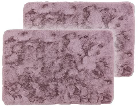 Schöner Wohnen Kollektion Badezimmerteppich 2er Set 40x60 cm Rose – Sehr Flauschige Badematte – Badewannenmatte waschbar – Duschmatte rutschfest – Badezimmer Deko – Badematte