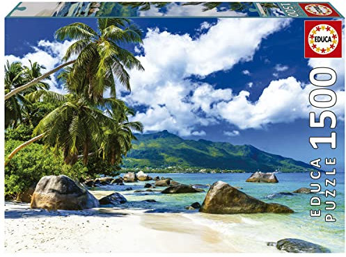 Educa - Puzzle 1500 Teile für Erwachsene | Seychellen, 1500 Teile Puzzle für Erwachsene und Kinder ab 14 Jahren, Landschaftspuzzle, Meer, Strand, Palmen (19564)