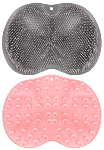 Fousenuk 2 pièces brosse pieds douche avec ventouses, coussin de massage pour pieds, épurateur de dos douche antidérapant, foot scrubber en silicone, tapis de bain pour Nettoyer et Masser les Pieds