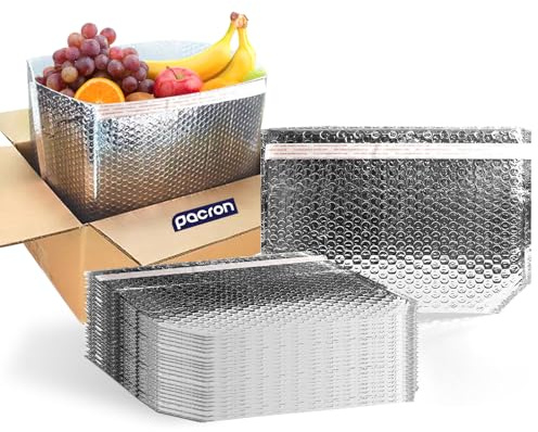 10 Pack Insulated Box Liners 10x10x10 – Self-Seal Insulated Shipping Bags for Food and Perishables – Water-Resistant Thermal Foil Bubble Liners Made in the USA
