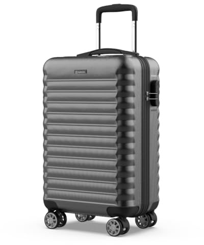 NUMADA - Maleta de Viaje Cabina 55x36x19cm (30L) Upfly XS con Cierre de Combinación y 4 Ruedas Dobles 360. Maleta de Mano Rígida Resistente, Ligera con Interior Compartimentado | Gris