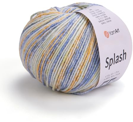 YarnArt Jeans Splash – Variegated Cotton Blend Yarn, 55% Cotton 45% Acrylic, Sport Weight – 1 Skein (50g, 174 yds) – Soft Yarn for Knitting, Crochet, Amigurumi (956)