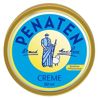 Penaten Creme Baby Wundschutzcreme mit Nässeschutz & Hautschutz pflegt mit Zinkoxid, Lanolin & Panthenol empfindliche Babyhaut ,6x50ml