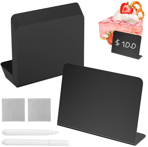 Lixiluxia 20 Pièces Mini Ardoise de Table en Plastique, Tableau Noir Petite Taille, Étiquette Ardoise Buffet Chevalet (10x7.5 cm)
