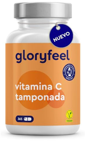 Vitamina C Tamponata – 1000 mg per Dose Giornaliera – Alta Tollerabilità, Delicata sullo Stomaco, Vegan – 365 Capsule per 6 Mesi
