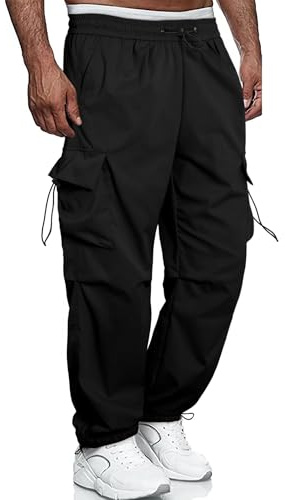 YAOBAOLE Pantalons Cargo Joggers Homme Taille Elastique avec Cordon Leger et Extensible