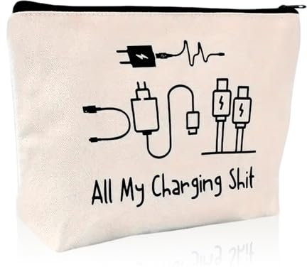 Charging Cable Organizer Bag, All My Charging Stuff Travel Pouch, Funny Zippered Cable Storage for Women Men, Tech Charger Cord Organizer Gift
