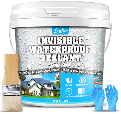Waterproof Sealant - 2000g Water-Based Transparent Waterproof Coating, Invisible Water Proof Agent Indoor & Outdoor, Anti-Leakage Water Sealant for Roofs, Walls, Bathroom, Kitchen, Terraces, Garden