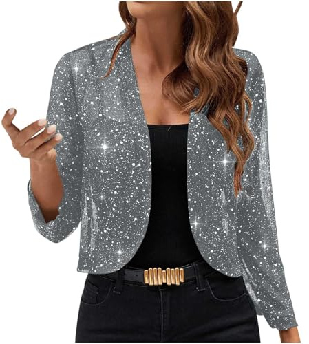 Top Fiesta Mujer Ropa Fiesta Mujer Brillante Ropa Sin Mangas Vintage Camiseta Invierno Pantalon Fin De Año 2#Gris M 2025