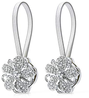 Embrasses à Rideaux, Diealles Magnétiques Rideaux Patères Embrasses pour La Décoration de La Maison - Argent(2PCS)