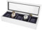 Uhrenbox, 5 Grids Einbrennlack Uhr Vitrine Aufbewahrungsbox Organizer Uhr Schmuck Armband Display Display Glas Deckel Box(Weiß)