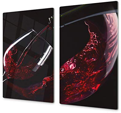 ORIGINALE tagliere in VETRO temperato – Copri-piano cottura a induzione –Tagliere pezzo UNICO (60x52 cm) o DUE pezzi (30x52 cm ognuno); D04 Serie Bevande: Vino 14