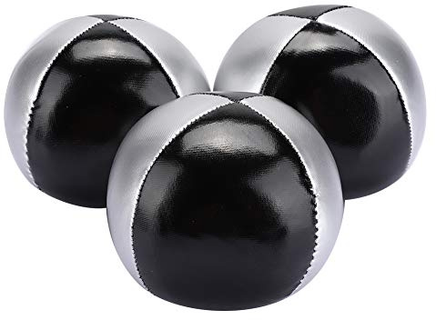 RiToEasysports Balles de jonglage Thud Argent Noir PU Cuir Doux Balles de jonglage faciles pour Enfants et Adultes Lot de 3 Autres Articles De Sport De Balle