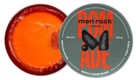 Men Rock Hair Styling Pomade, Pomada a base de agua de brillo medio y alta fijación, fácil de usar y lavar, ideal para hombres con peinados elegantes, 90 ml