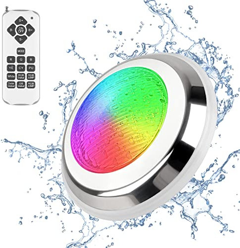 KOLLNIUN Wandmontierte Poolbeleuchtung RGB 35W Schwimmbadleuchte LED Poolbeleuchtung Poolscheinwerfer Unterwasser Pool Beleuchtungen LED-Chips mit Fernbedienung IP68 Wasserdicht 140° Abstrahlwinkel
