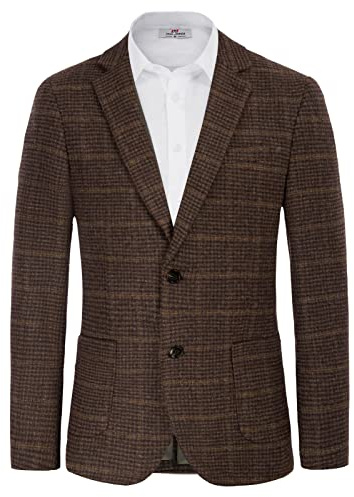 Brittisk tweed fiskbensblazer i ylleblandning, sportjacka, Vinröd, XXL