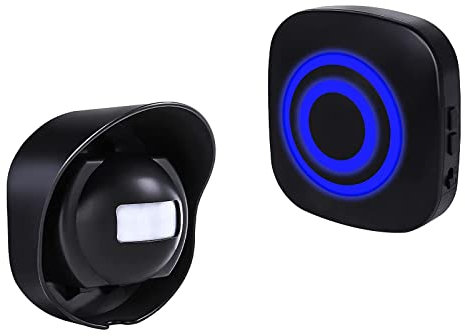 HommyFine Motion Sensor Alarm Detector, Wireless Visitor Door Entry Chime Alart with PIR Motion Sensor Detector and Plug-in Receiver for Business Home Office or Shop