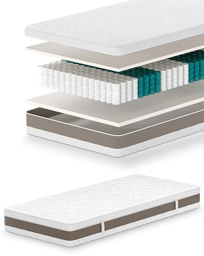 Mister Sandman Matratze 90x200, Höhe 24cm, Premium Federkernmatratze mit Taschenfedern, Matratze H3 H4, 7 Zonen, Taschenfederkernmatratze, Abnehmbarer und waschbarer Bezug, Allergikergeeignet