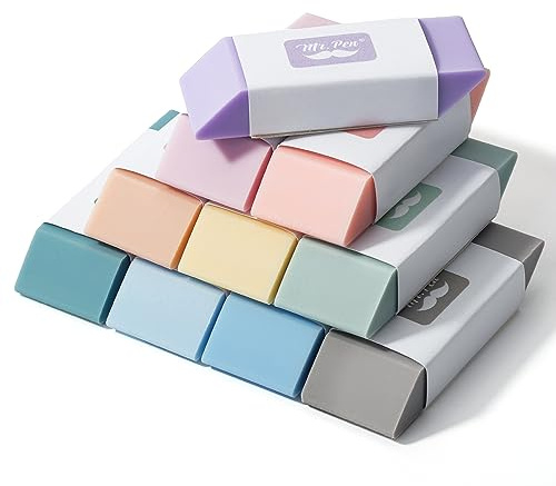 Mr. Pen- Erasers, 10 Pack, Pencil Eraser, Morandi Colors, Erasers for Pencils, Back to School Supplies