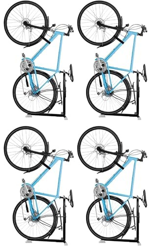 Bike Nook Pro-stativ och vertikalt förvaringsställ – 4-pack – det ursprungliga vertikala cykelgolvstativet för garageförvaring och inomhus- och utomhusbruk, ingen borrning krävs