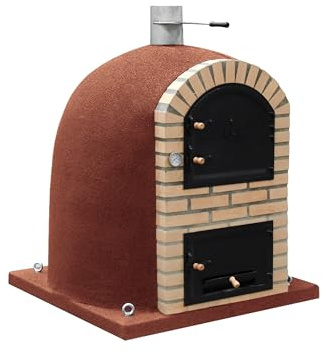MOVELAR - Horno de Leña Exterior de Obra CALDERA BANDAMA (Burdeos - 90 x 90 x 115 cm) - Horno compacto de obra, cocción leña, aislado con corcho, ideal para pizza y pan - REF: M00233