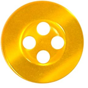 11mm Round Sew On Plastic Buttons for Shirts & Blouses - Pearlescent, Flat with 4 Holes, 18L - Pack of 20 - Yellow