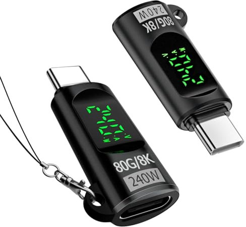 Puiseno USB C Adapter 80 Gbps 240 W LED Display USB-C Adapter für Thunderbolt 5,Computer/Laptops/U-Scheibe/Festplatte/Smartphone