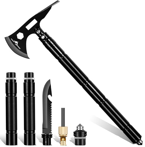 Purple Dragon Garten Axt 9 in 1, Survival Camping Axt mit Hacke, Multitool Tragbare Überlebensausrüstung mit Messer Outdoor, Scharfe Bushcraft Beil für Wandern