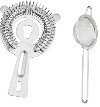 2 Pieces Fine Mesh Strainer, Colander Stainless Steel Mesh, with Handle, Home Kitchen Bar Accessories, Cocktail Strainer Sieve Bar for Coffee, Tea, Juice, Sugar, Spice