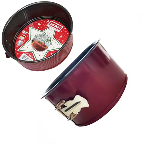 Zenker Set 2 Stampi Rotondi Antiaderenti Rossi in Acciaio al Carbonio, Tortiera a Cerniera Ø 18x7 cm e Stampo Alto Panettone Ø 18x10 cm, resistenti 230°C, per Torte e lievitati