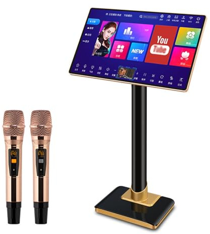 DHMYYXGS Machine Karaoké,équipement Karaoké 24,9 Pouces,Lecteur Karaoké,avec Microphone sans Fil à Réverbération,pour Ktv Bar Home Party,Téléchargement Gratuit Chansons dans Cloud 4T
