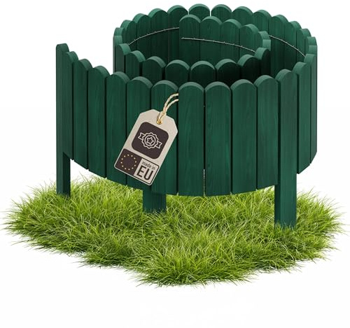 be4nature Bordura de jardín Madera Flexible 40 x 200 cm Verde Oscuro impregnada bordura para Parterre Borde césped Valla Decorativa palisada