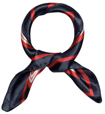 sourcing map Femme Tache Imprimé Carré Écharpes Foulard Cou Écharpe Blanc-Pois rouge Bleu taille unique