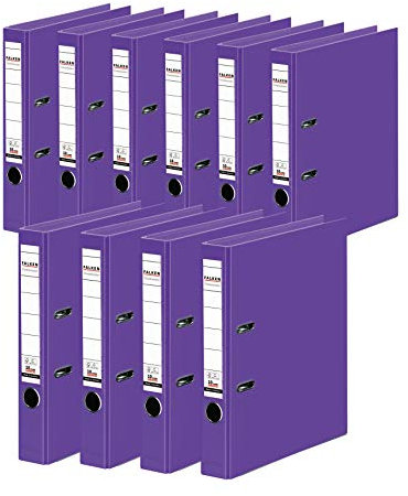 Original Falken 10er Pack Chromocolor Premium-Ordner. Made in Germany. Kunststoffbezug außen und innen 5 cm breit DIN A4 violett Ringordner Aktenordner Briefordner Büroordner Plastikordner