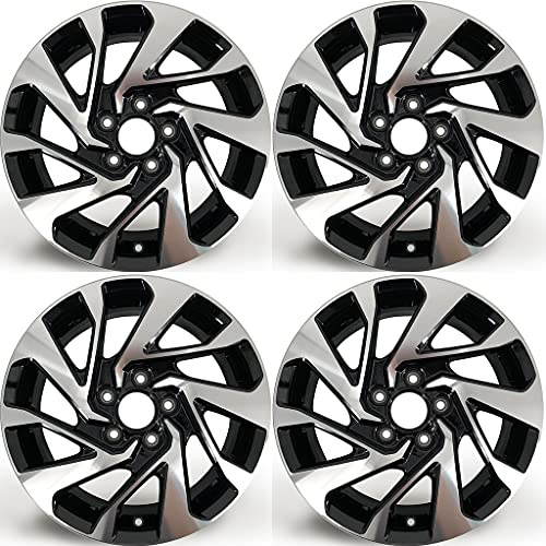 New Set of 16” 16x7 Inch Alloy Wheel for 2016–2021 Honda Civic | OEM Design Replacement Rim | Machined Black Finish | Direct Fit - OE Stock Specs | 64095 64095B