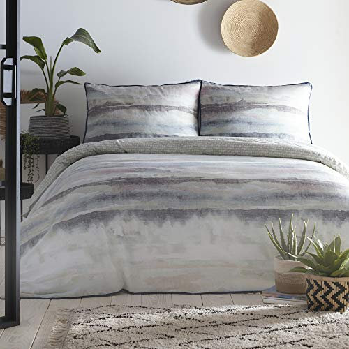 Appletree - Grey Tie Dye Duvet Cover - King Bedding Size (230 x 220cm) - 100% Cotton - Piped Edge - Reversible Designs - 2 Pillowcases - Cloudy Sky Duvet Cover - Sky Ombre Bedding in Blue/Grey
