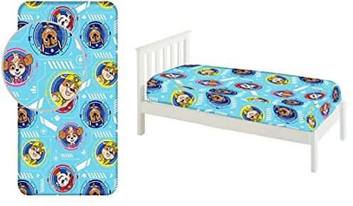 Paw Patrol Spannbettlaken, 90 x 200 cm, für Einzelbett, 100% Baumwolle