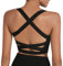 romansong Strappy Yoga Sports Bras for Women Padded Criss-Cross Back Tank Tops,Women's Sexy Running Workout Bra with Removable Cups Black