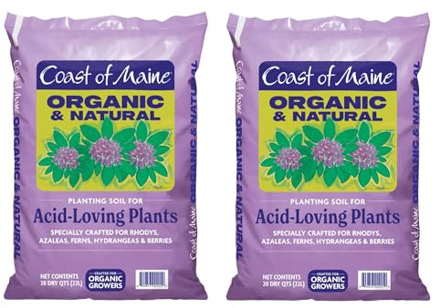 Coast of Maine Organic & Natural Planting Soil for Acid Loving Plants Azalea, Rhododendron & Berries - Premium Planting Soil w/Composted Manure, Sphagnum Peat Moss - Low pH, Enhanced Drainage (20 Qt)