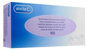Alvita Guanti In Vinile Senza Polvere Taglia L, 100 Guanti
