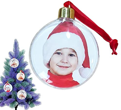 Weihnachten Fotokugel Ornament | Bilderanhänger für Weihnachtsbaum | Weihnachten Bilderrahmen Weihnachtsbaum Festival Anhänger für Hochzeit, Geburtstag, Znet-au