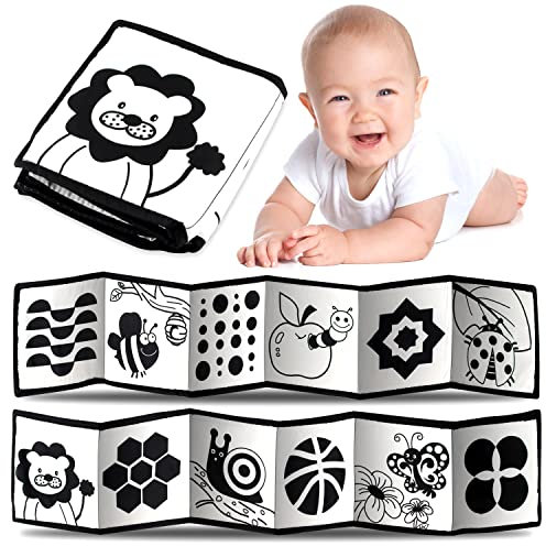 Black & White Stoff-Buch, Stoffbuch Baby, Kontrastbuch Schwarz Weiß Buch Stoffbuch Soft Bilderbuch Alphanumerische Grafiken Stoffbücher für Babys Kleinkinder ab 0+ Monaten Frühe Lernspielzeug (B)