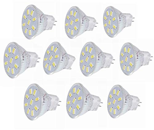 Fengyan Bombillas domésticas Bombilla de luz de inundación LED, 3W MR11 G4 12V 24V CA / CC SMD5730 9-LED 20W Bombillas halógenas Bombilla de LED de punto equivalente, entrada de 9-30 V CA / CC, paque